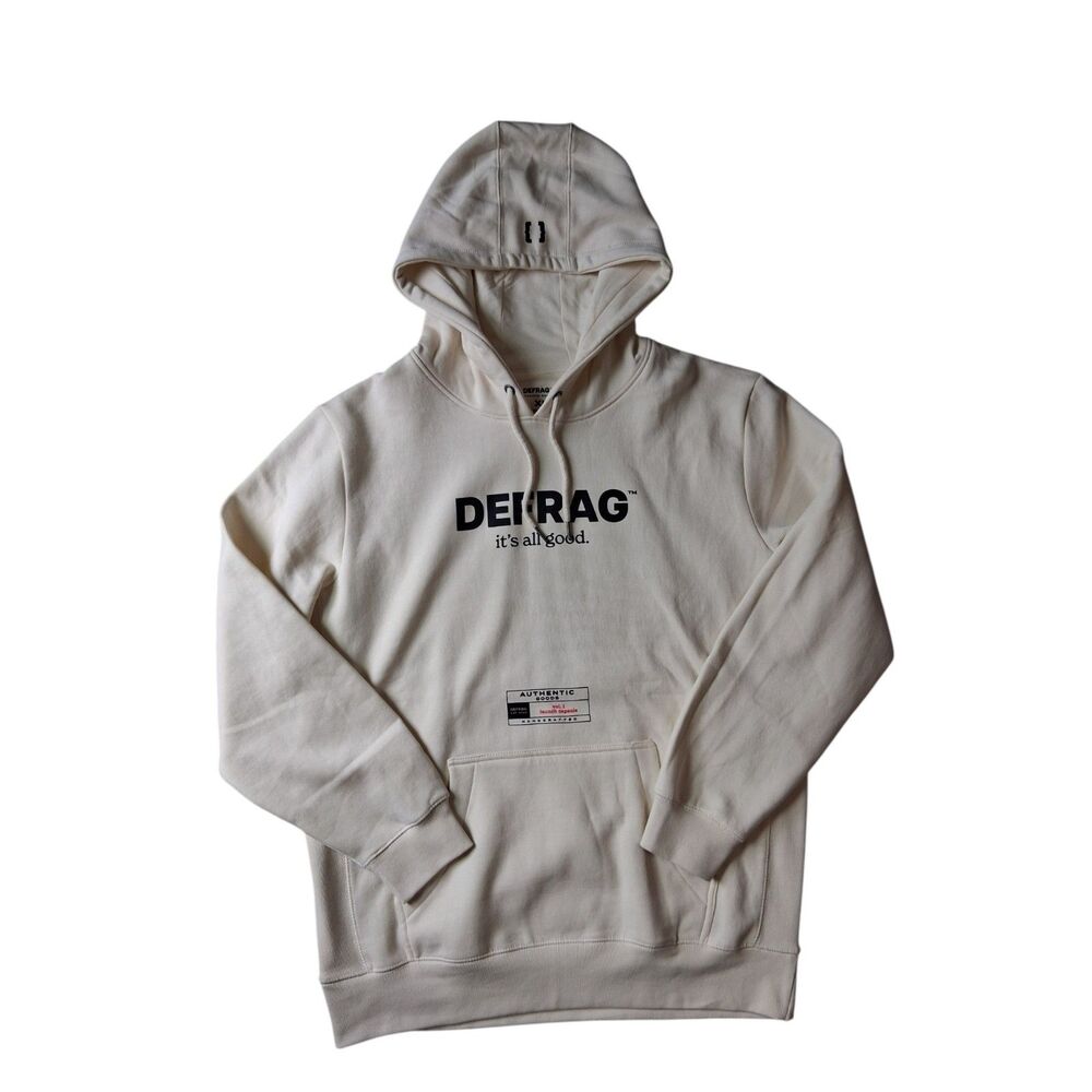 Defrag It's All good Off White Cream Heavyweight Adult Size XL Hoodie Sweatshirt